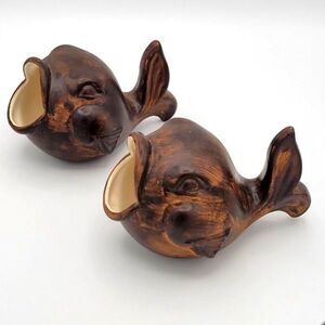 Vintage Pair of World Gift Wide Mouth Fish Trinket Dishes